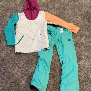 Airblaster snow jacket and Volcom snow pants